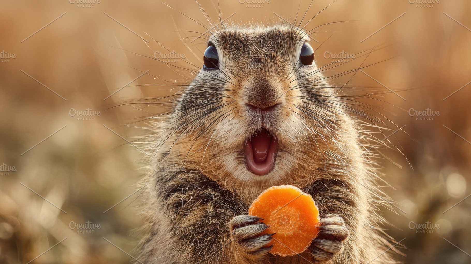 Rabbit holds carrot slice outdoors, a Photo by Beautiful things