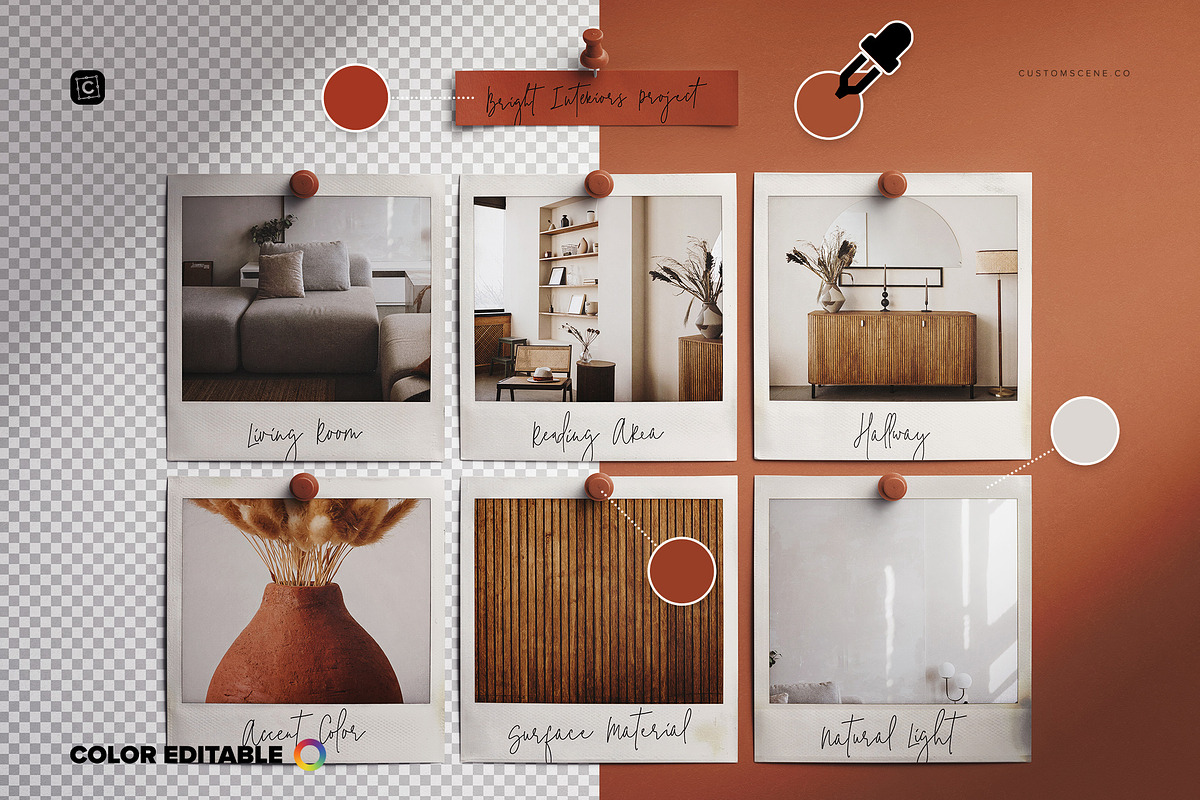 Moodboard Pinned Polaroids Mockup, a Print Template by Custom Scene (Photo 7 of 7)