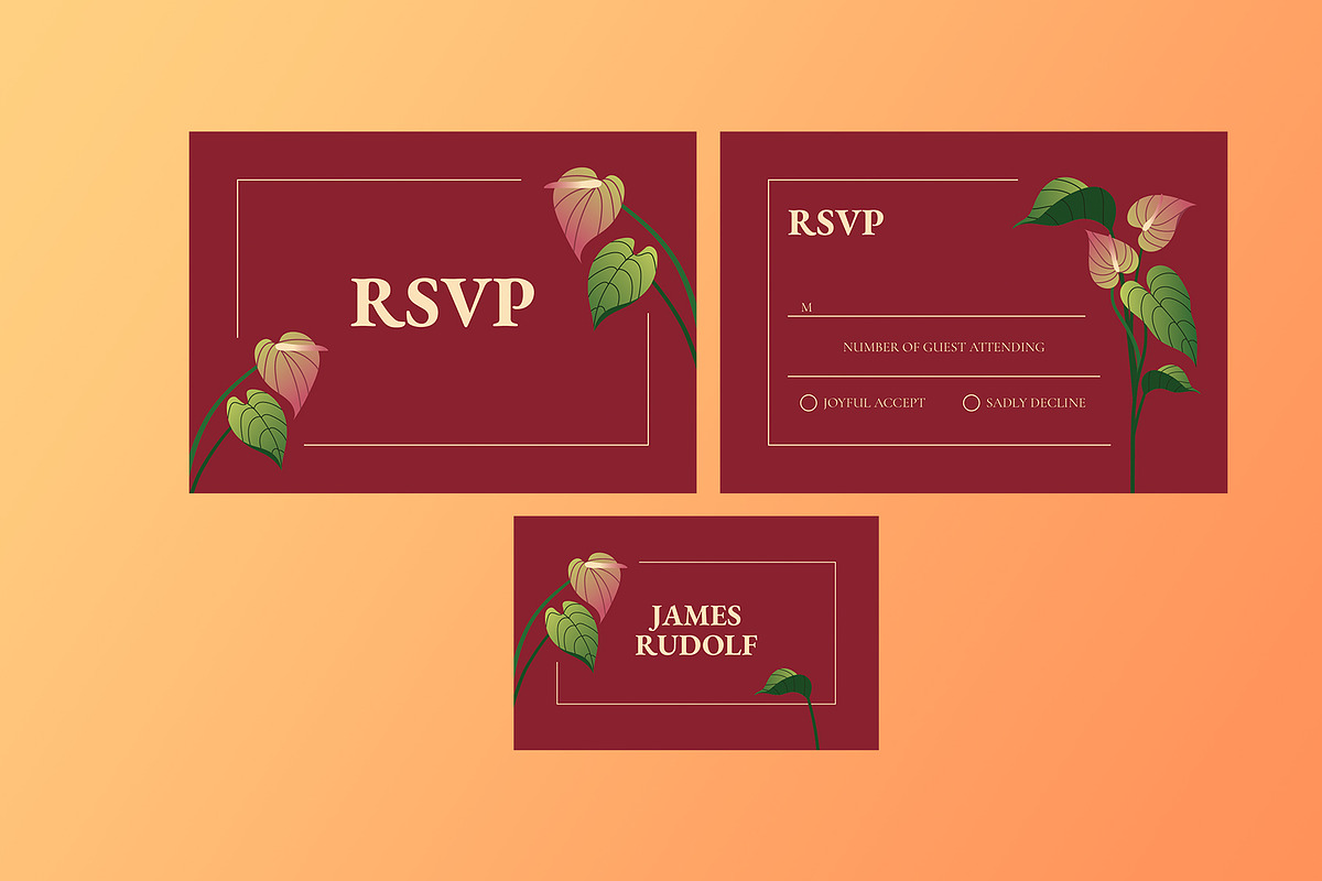 Anthurium Wedding Invitation Suite, a Card Template by Neermana (Photo 4 of 4)