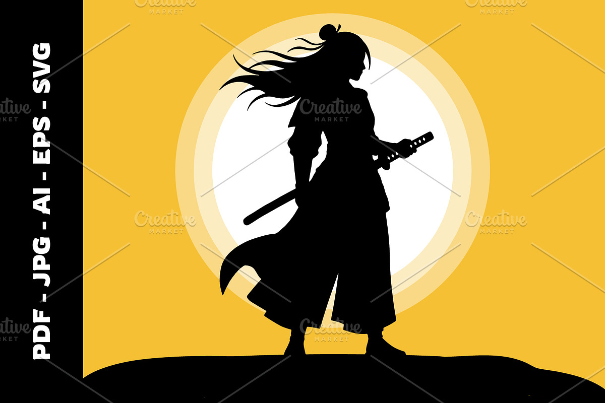 Female Warrior Vector Art Set, a Person Illustration by nandinigraphics (Photo 2 of 3)