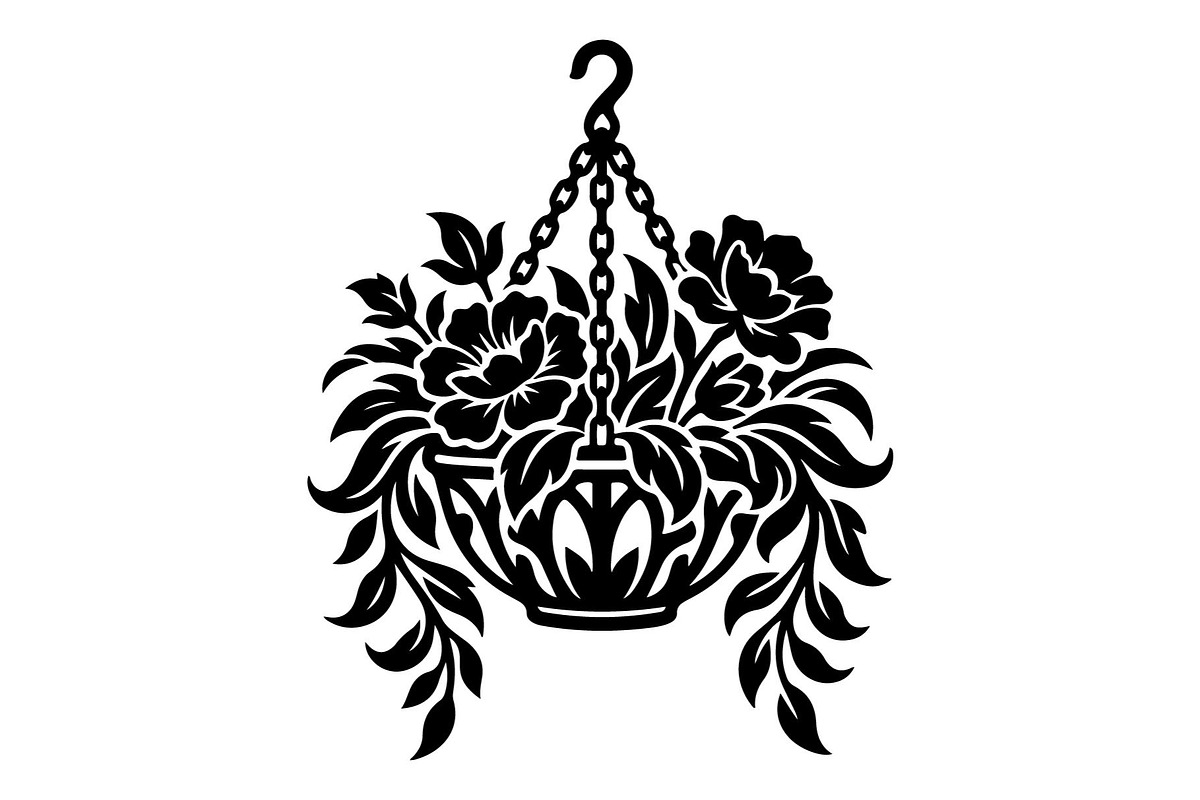 Hanging Plant Silhouette Bundle, an Object Graphic by hafijul (Photo 2 of 4)