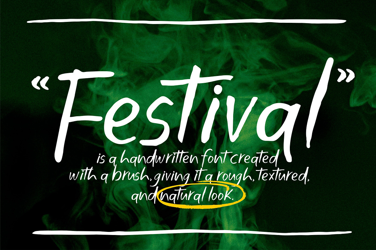 Festival - Handwriting Brush Font, a Handwritten Font by HRDR (Photo 1 of 9)