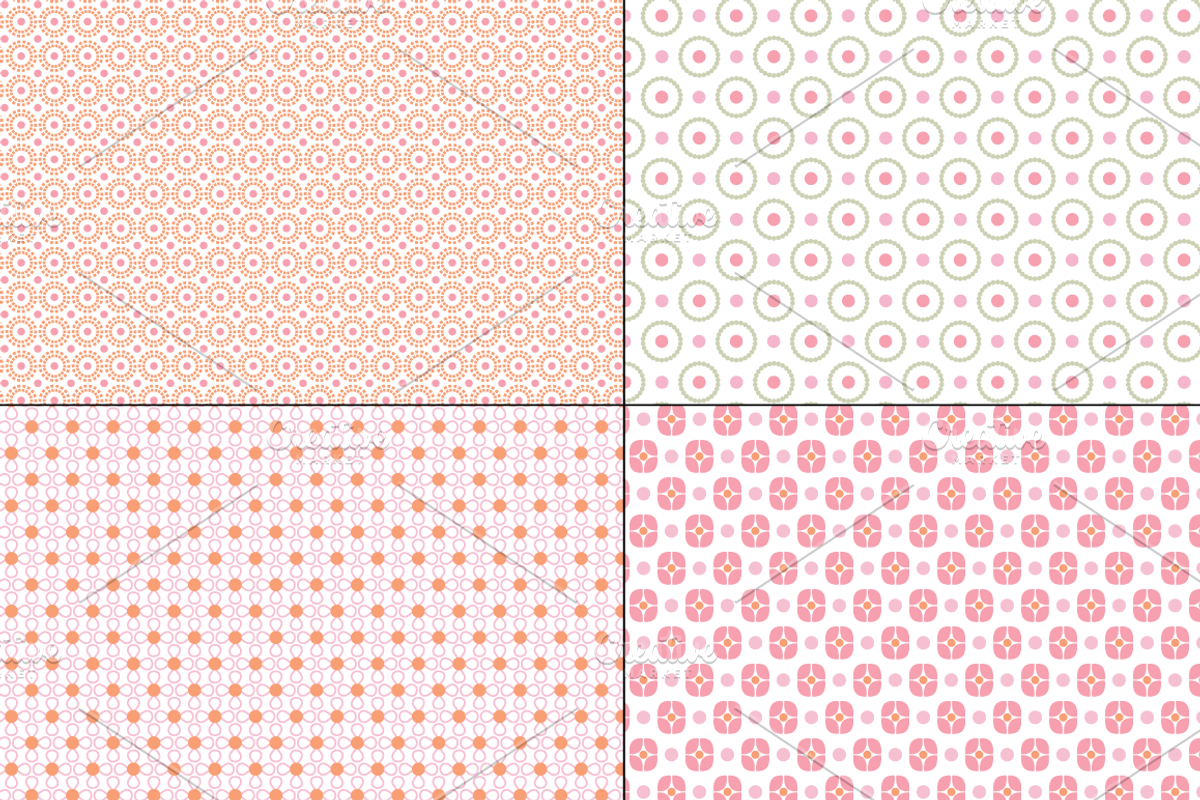 Seamless Pink & Orange Geometrics preview 5
