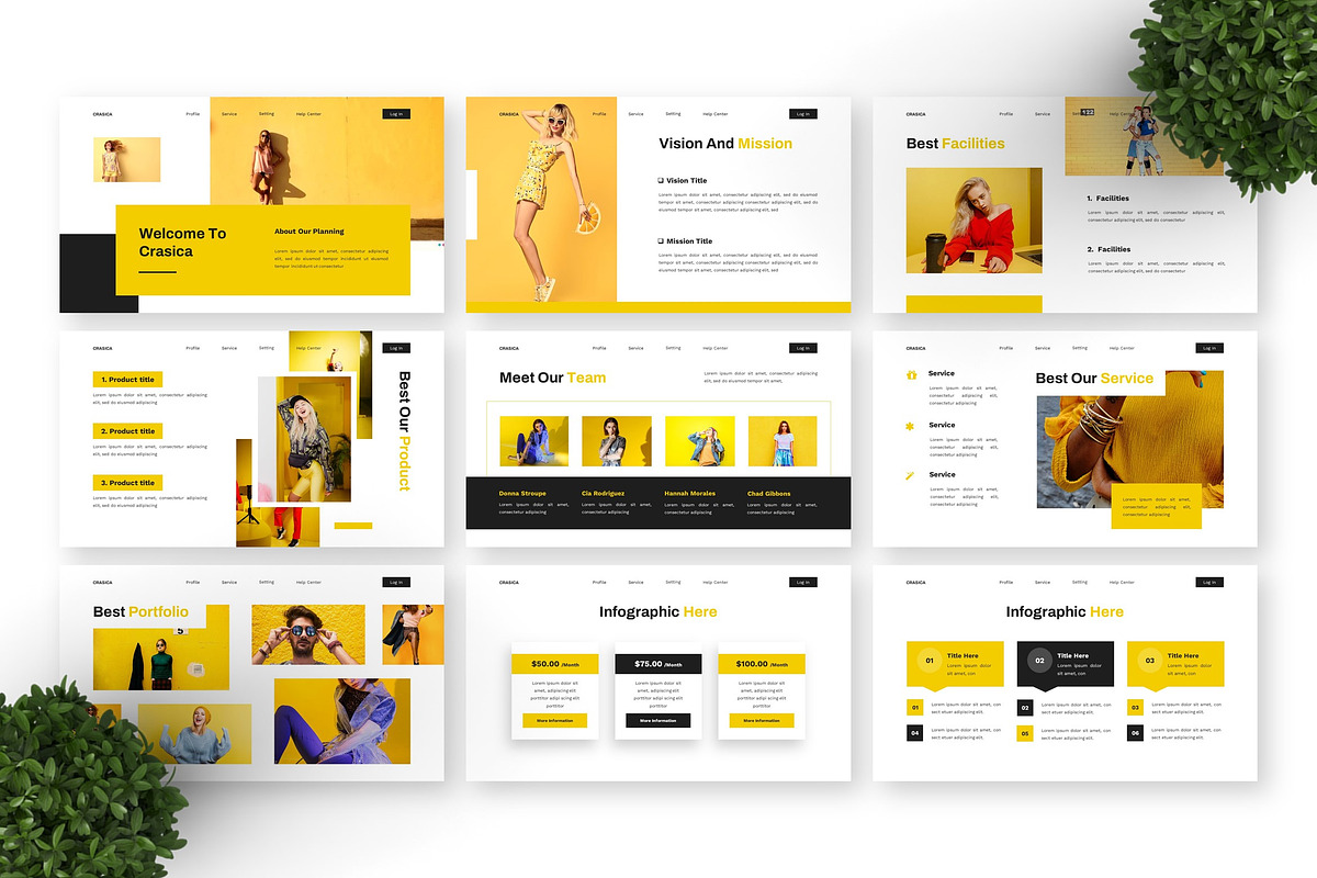 Crasica - Yellow Fashion Keynote preview 5