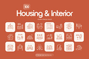 Housing and Interior Icons Set, an Outline Icon by Prosymbols (Thumbnail 1 of 7)
