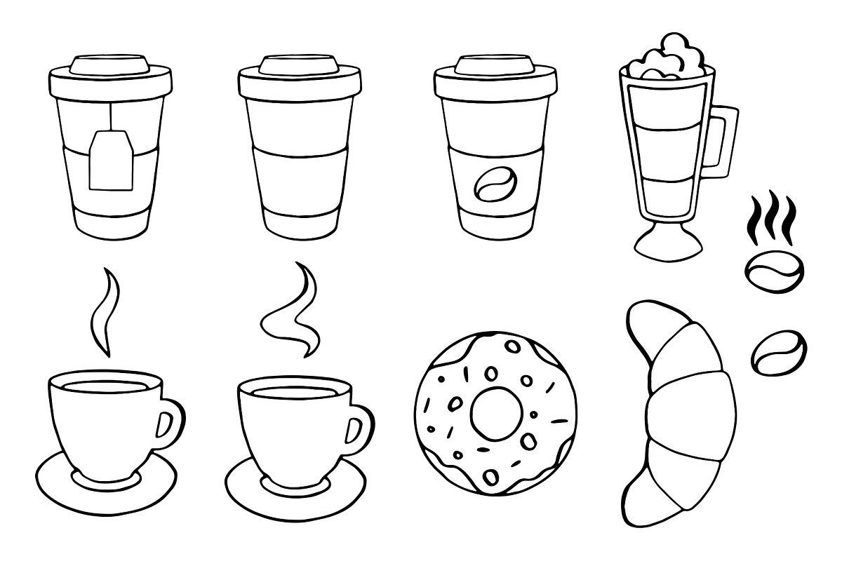 Vector coffee and tea elements, a Food Illustration by Olha's watercolor (Photo 2 of 6)