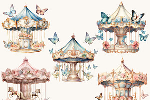 Watercolor Carousel Horse Clipart