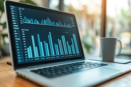 Data analysis concept on a laptop, a Photo by Pavel_design