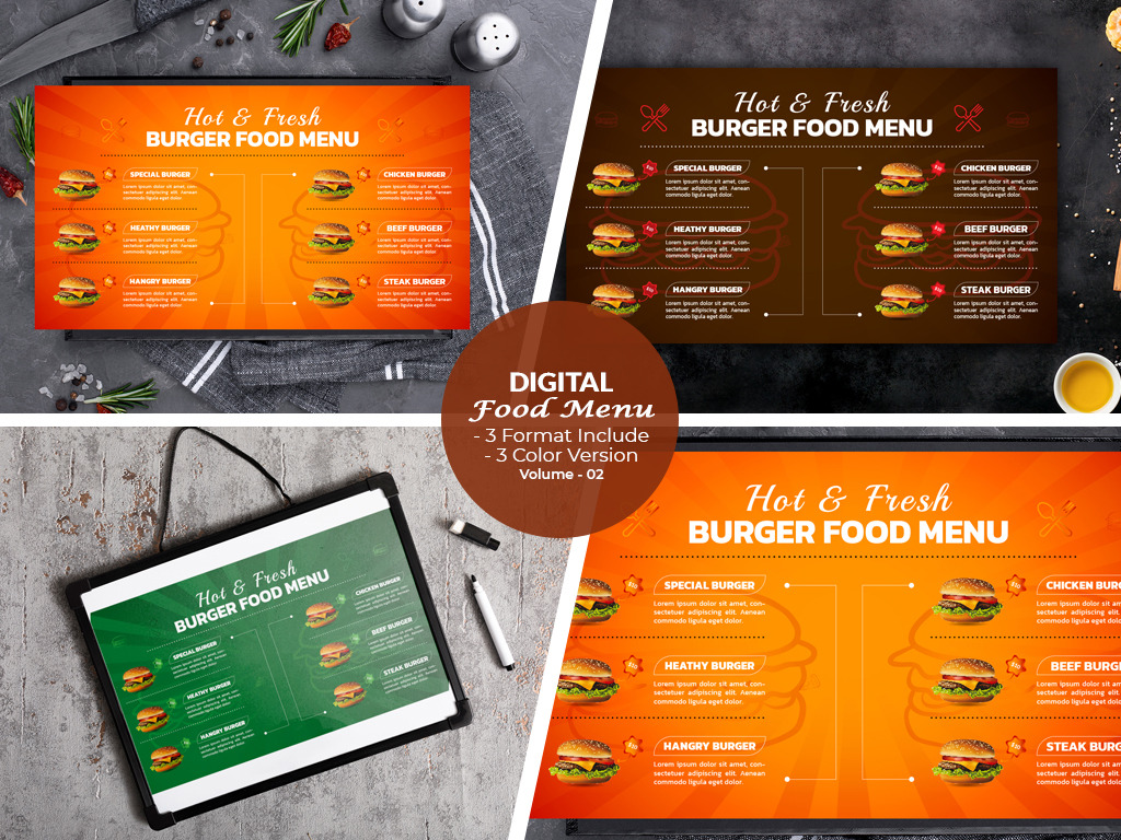 Digital Menu Board Templates, a Stationery Template by MRI STUDIO