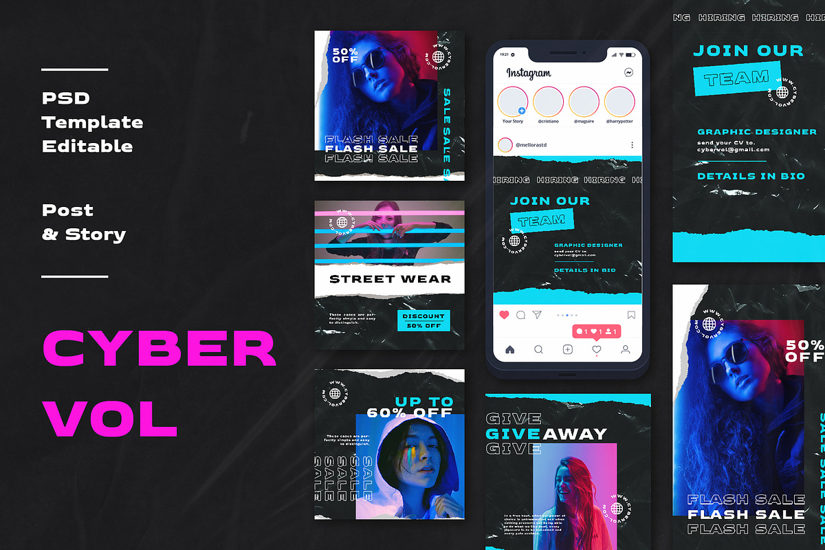 CYBERVOL - Fashion Urban Instagram, a Social Media Template by Meliora Studio (Photo 3 of 6)