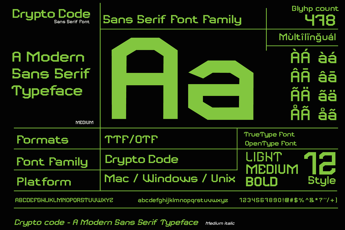 Crypto code - Sans Serif font family preview 2