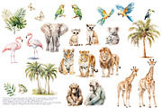 watercolor jungle wildlife clipart, an Animal Illustration by Pink Studio Art (Thumbnail 3 of 4)