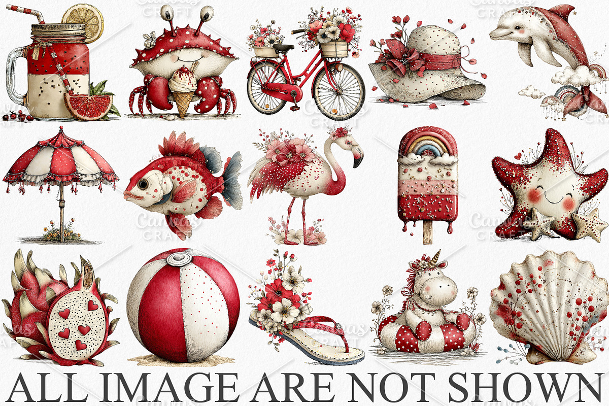 Whimsical Summer Clipart Bundle, an Illustration by Canvas Craft (Photo 3 of 7)