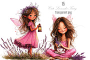 Cute Lavender Fairy Clipart, a Seasonal Illustration by Designking (Thumbnail 1 of 5)
