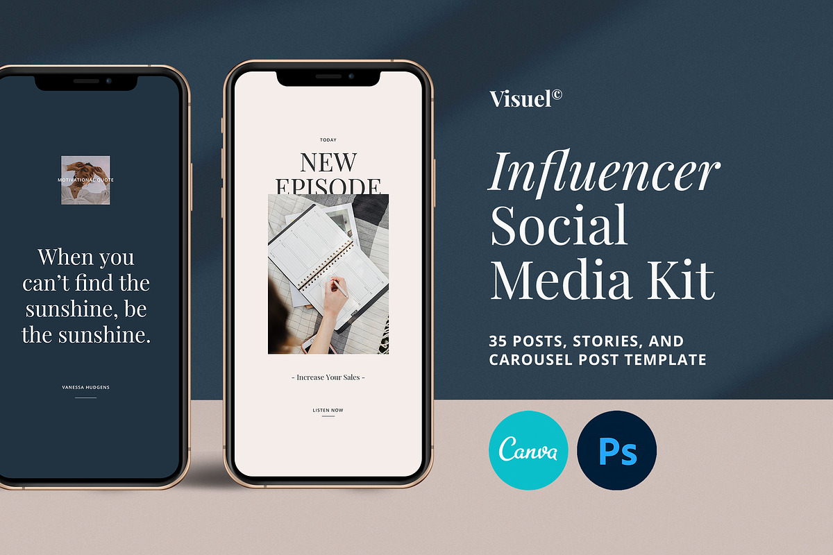 Influencer Media Kit - PS & CANVA, a Social Media Template by Visuel Colonie® (Photo 1 of 14)