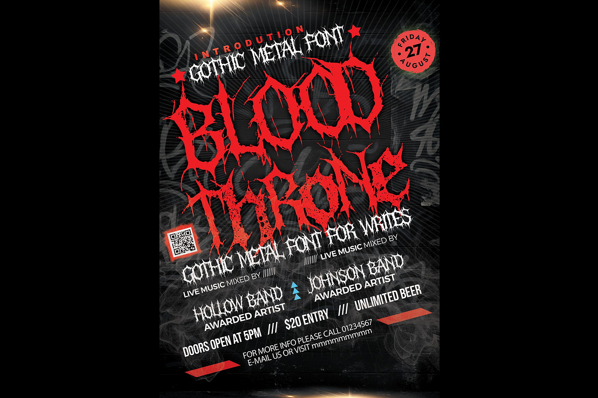BloodThrone Gothic Metal Font, a Script Font by Art StoreID (Photo 3 of 12)