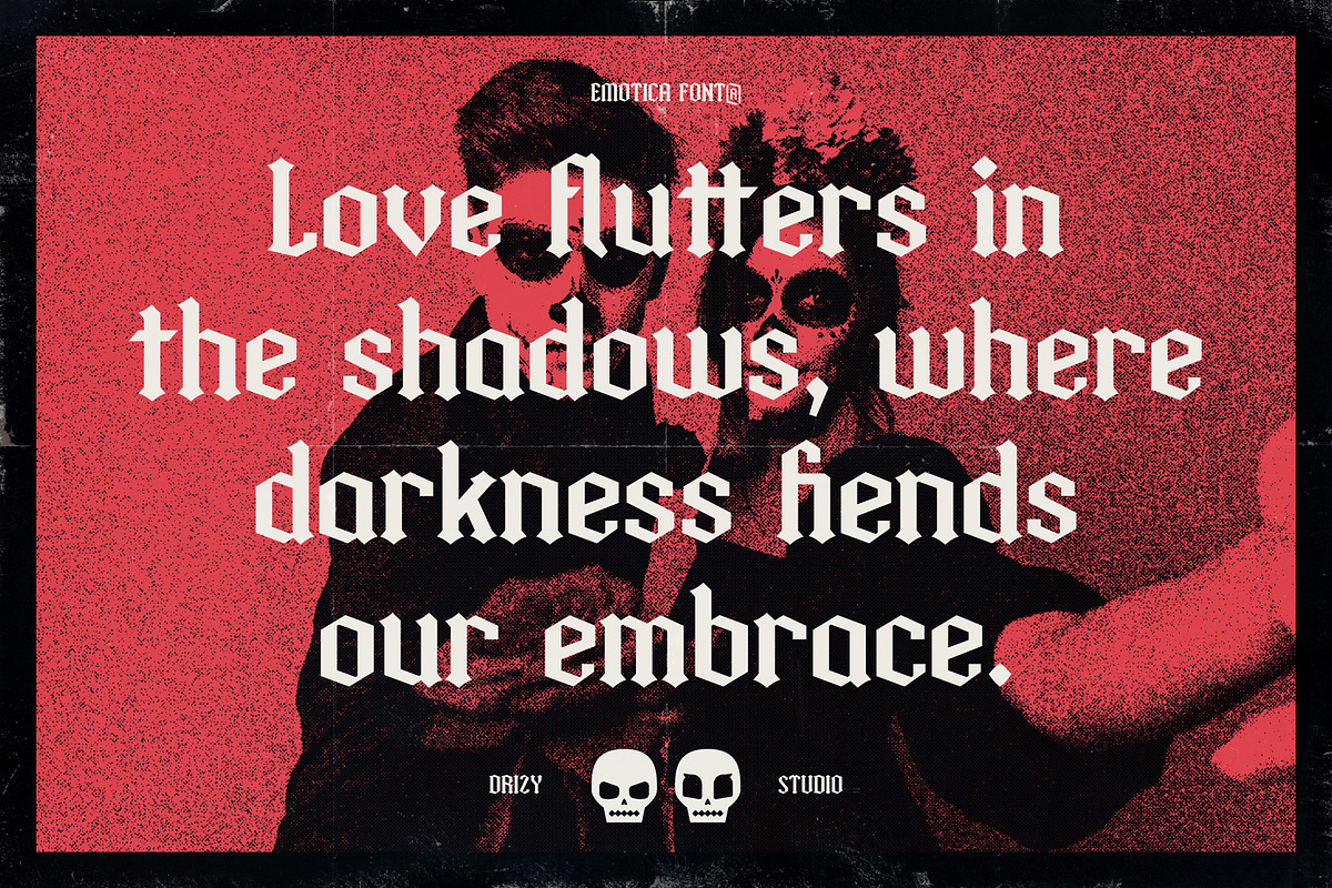 Emotica – Blackletter Romance Font, a Serif Font by Drizy (Photo 6 of 10)