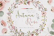 Autumn Rose Watercolor Set, a Decorative Illustration by Bibela (Thumbnail 1 of 11)