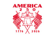 America 250 Liberty Bell Flag Retro, an Illustration by patrimonio (Thumbnail 1 of 3)