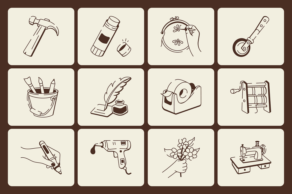 Animated Crafting and DIY Doodle, an Outline Icon by Vectors Market (Photo 3 of 5)