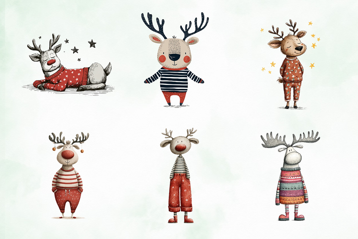 Quirky Funny Christmas Reindeer PNG, an Illustration by Creative Art (Photo 7 of 14)
