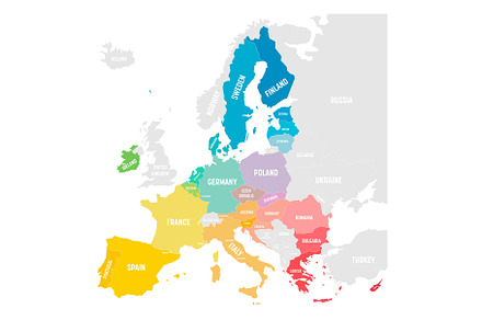 Colorful vector map of EU (2020)