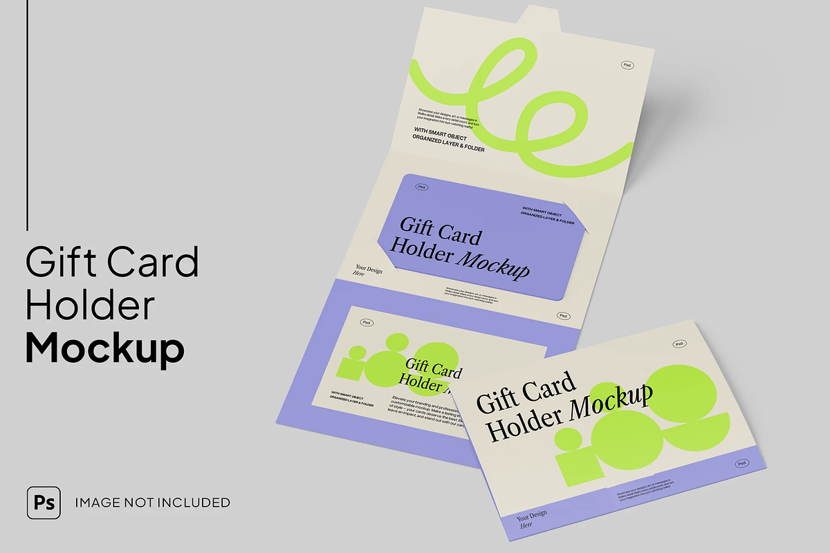 Gift Card Mockup Set, a Merchandise Mockup by graphicsauce (Photo 1 of 4)