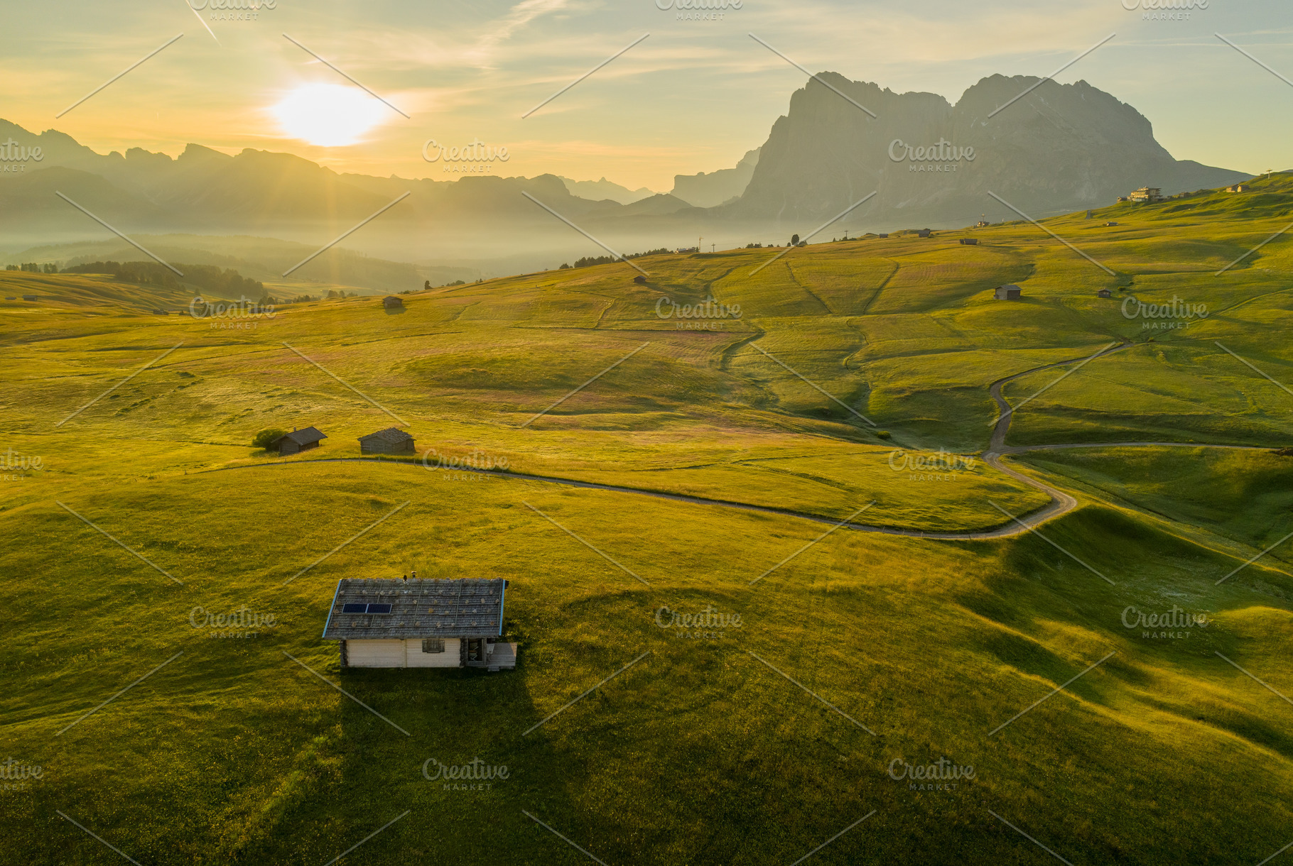 Aerial view of the grand landscape of the Dolomites, a Nature Photo by Dreamy Pixel