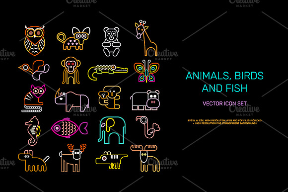 Animal Icons neon preview 3