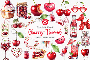 Cherry-Themed Set PNG, an Illustration by SinaCreation