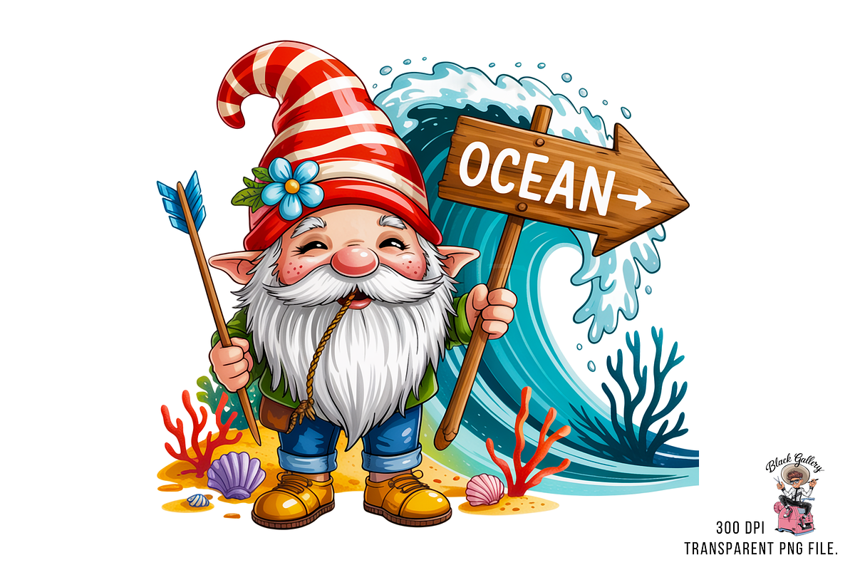 Beach Gnome Summer PNG Bundle, a Graphic by Clipart Studio (Photo 4 of 12)