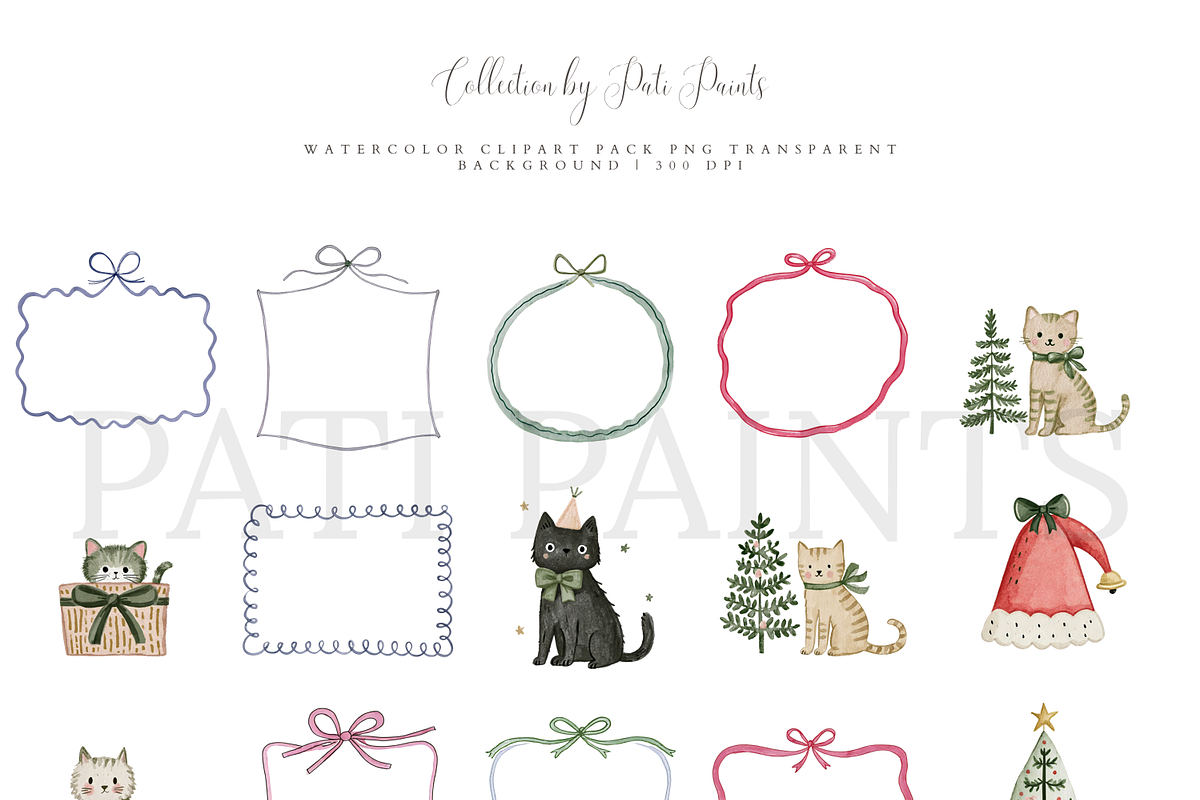 Christmas Cat Clipart Set, an Animal Illustration by Pati Paints (Photo 12 of 12)