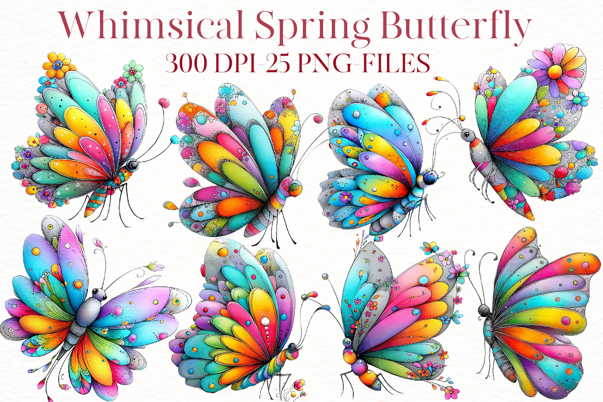 Whimsical Spring Butterfly Clipart, an Illustration by Designworld (Photo 1 of 8)