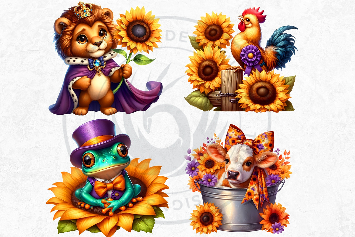 Autumn Animals & Sunflowers PNG, a Seasonal Illustration by ThatsDesignArt (Photo 7 of 10)