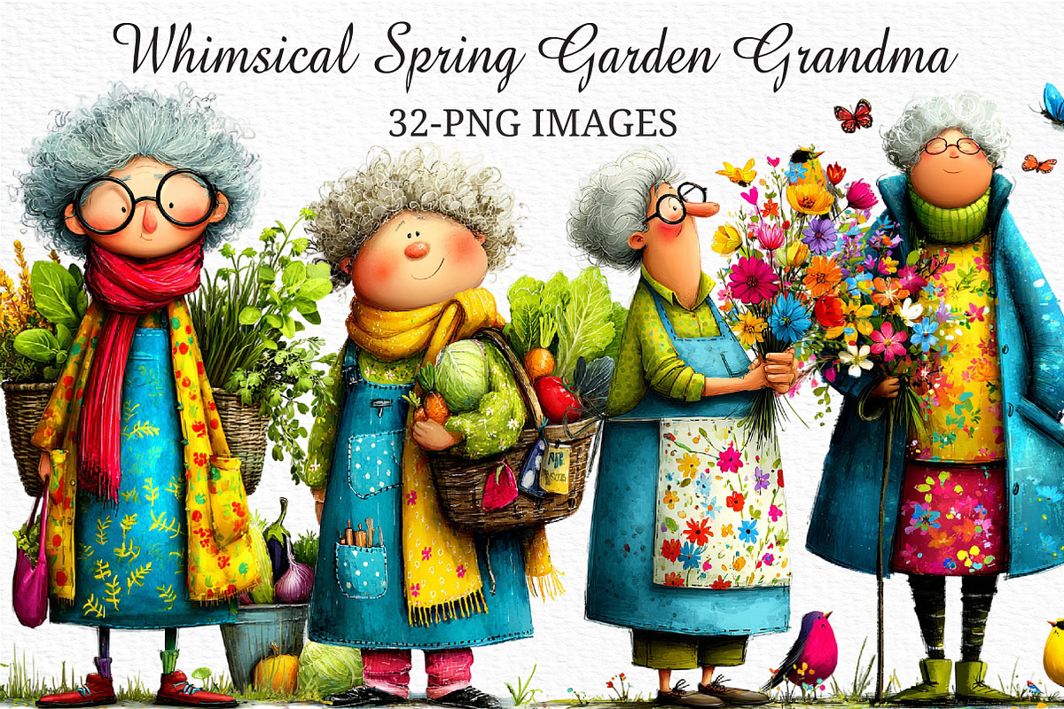 Whimsical Spring Garden Grandma Png, an Illustration by Craft Nest (Photo 1 of 8)