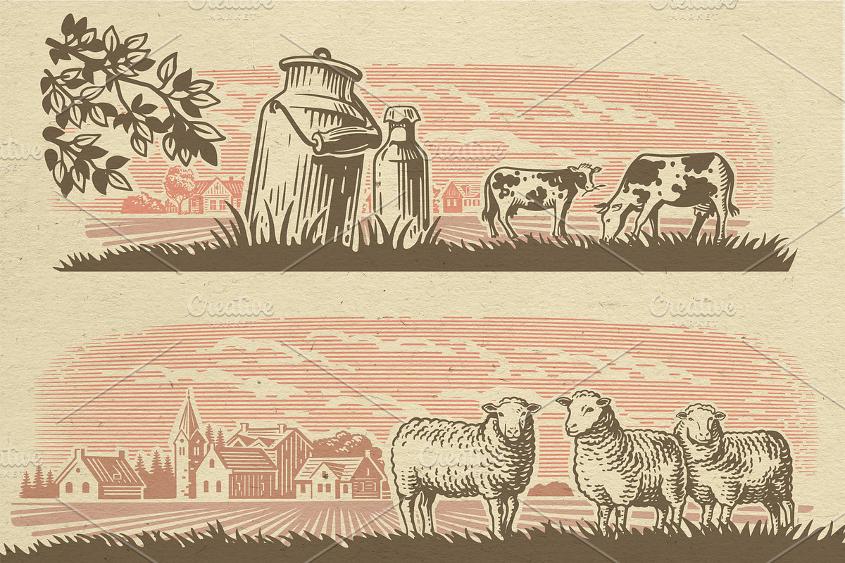 Vintage village vector. Vol2., an Animal Illustration by bioraven (Photo 16 of 18)