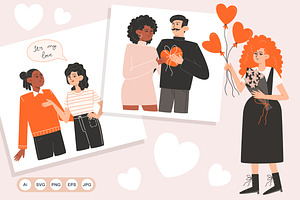 Valentine's Day - Set Of Characters