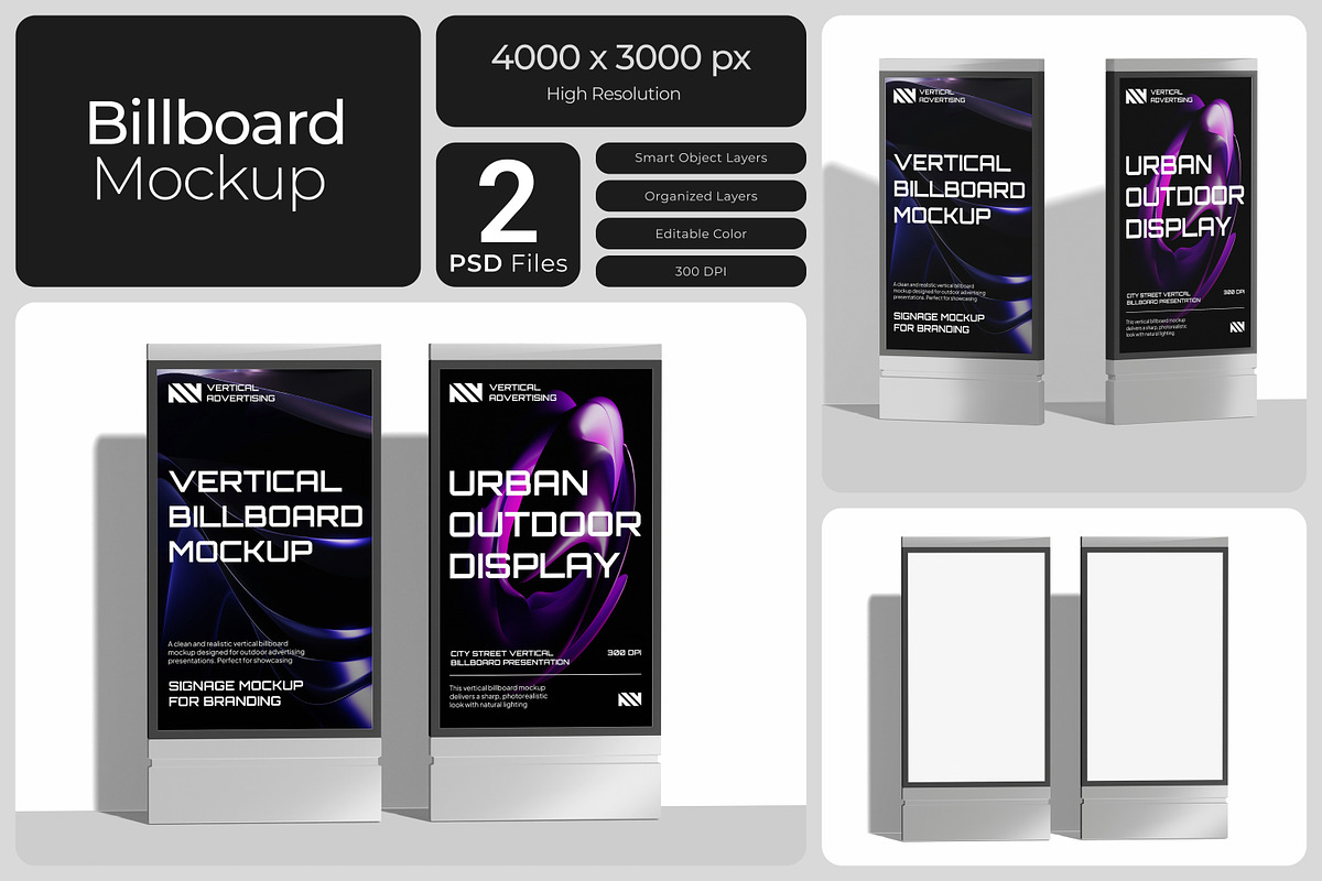 Vertical Billboard Mockup, an Advertising Mockup by Bartama Graphic (Photo 1 of 4)