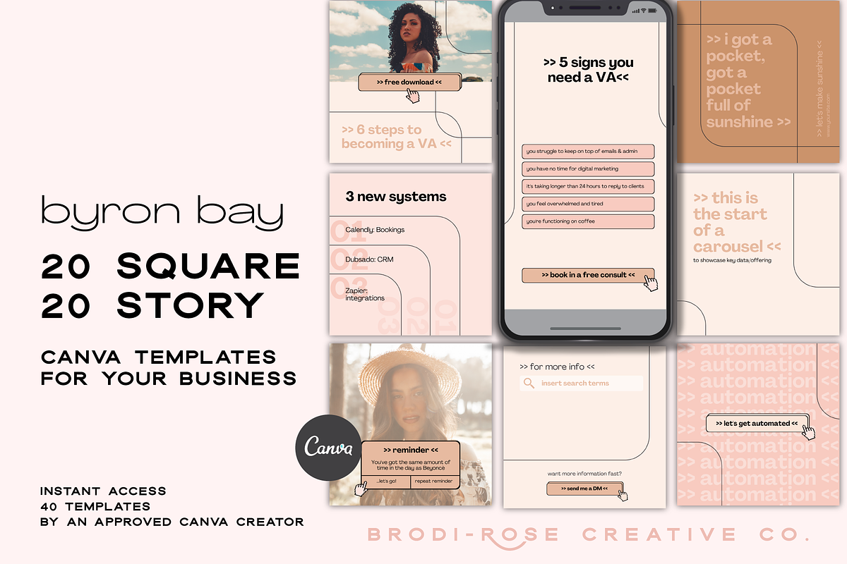 Byron Bay Canva Templates, a Social Media Template by Brodi-Rose Creative Co (Photo 1 of 12)