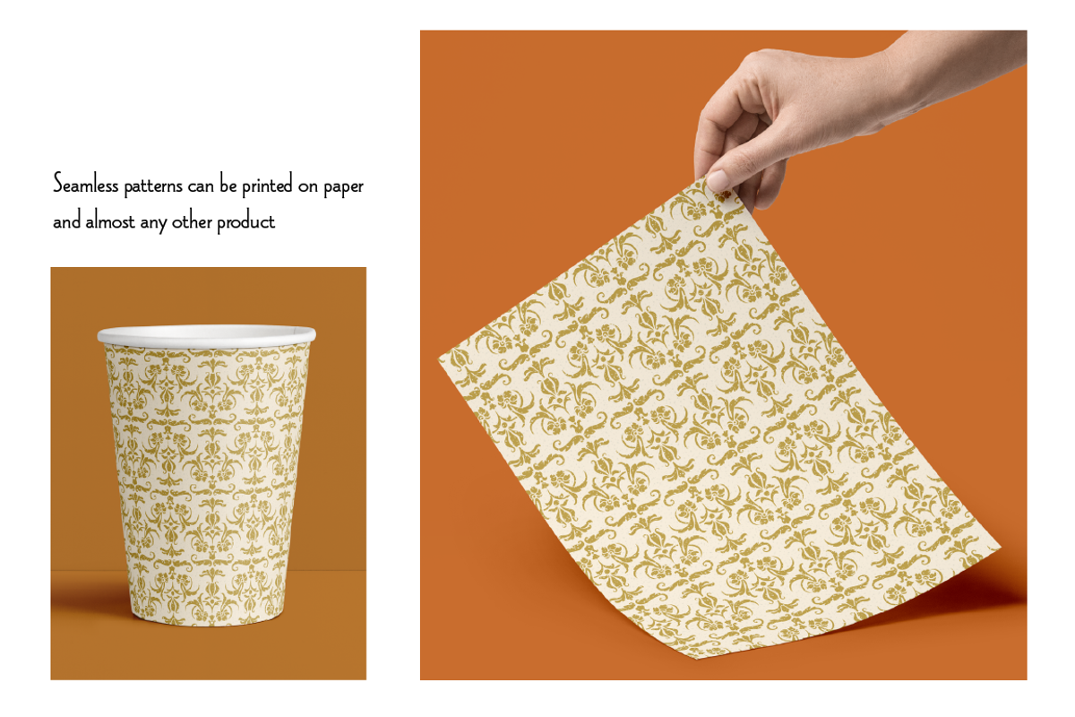 Seamless Gold Damask Patterns preview 2