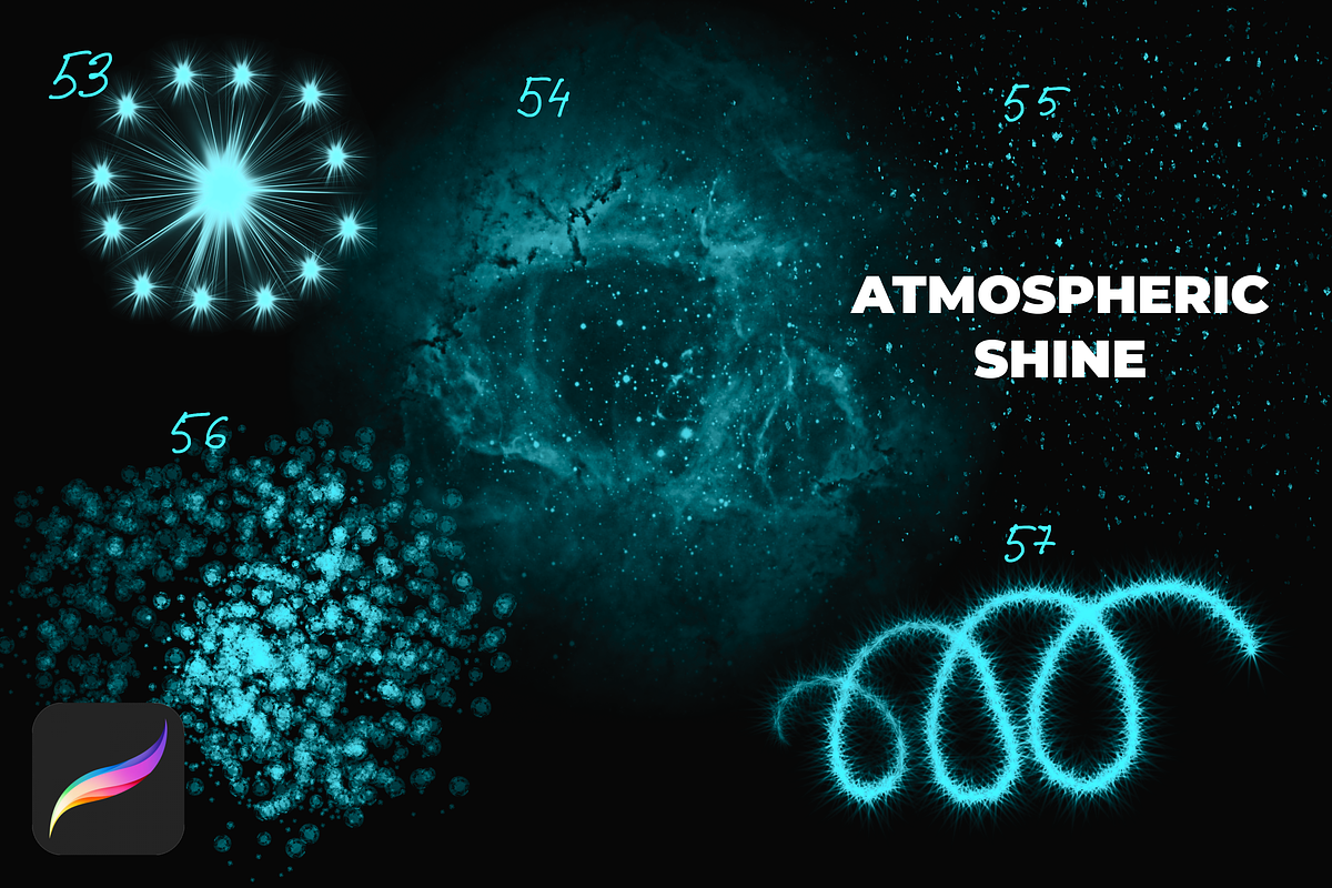 56 SHINE brushes for PROCREATE X5, a Brush Add-On by Graphics Resources (Photo 14 of 17)