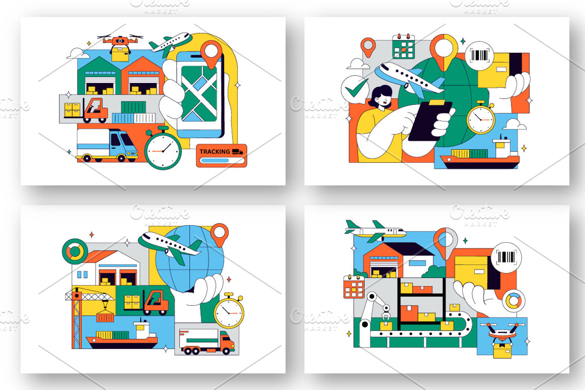 10 Logistics Vector Illustration, an Object Illustration by denayunebgt (Photo 3 of 4)