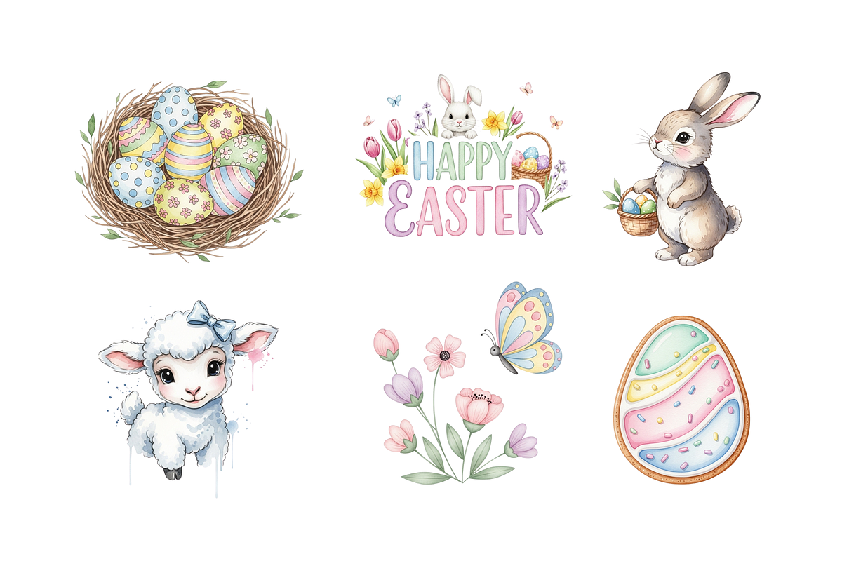 Watercolor Easter Clipart, a Seasonal Illustration by BerryPieArt (Photo 2 of 4)