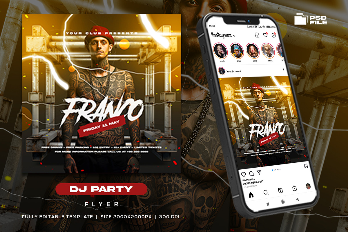 Dj Party Night Flyer Template, a Flyer Template by Rmbimo