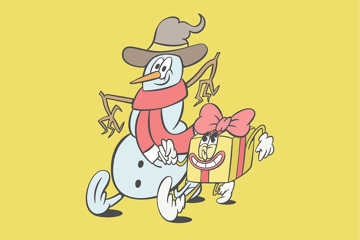 Retro groovy Christmas characters, an Illustration by Anastasiya Klempach (Photo 5 of 6)