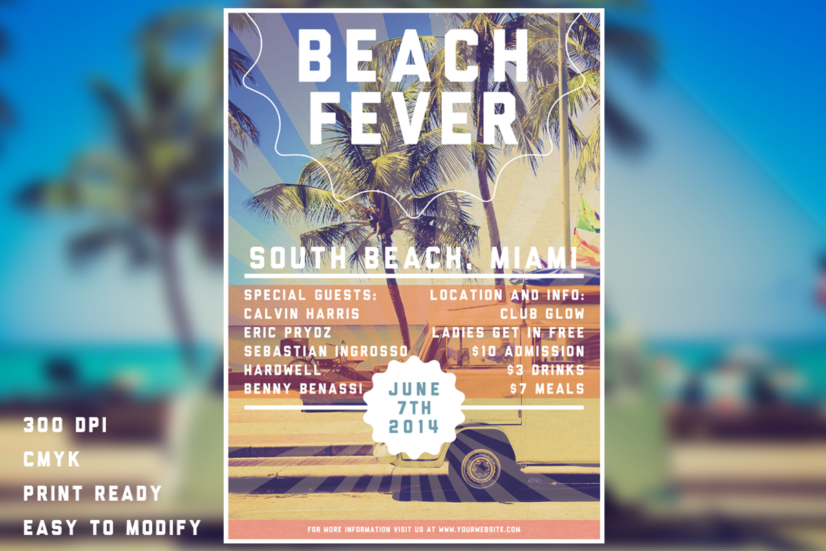 Beach Fever Flyer, a Flyer Template by HipFonts
