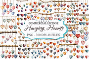 Rustic Hanging Hearts Clipart, an Illustration by designcity5 (Thumbnail 1 of 5)
