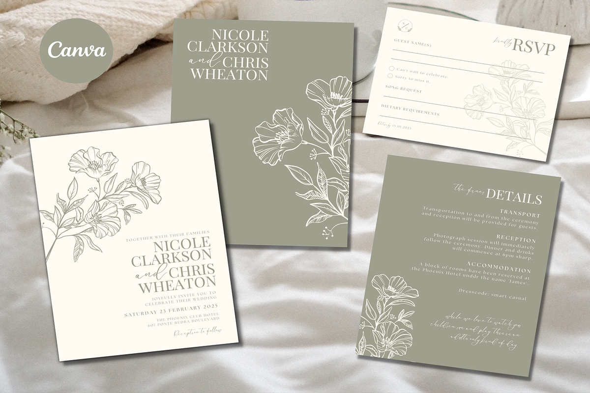 Green Wedding Invitation Template, an Invitation Template by LushBury (Photo 1 of 5)