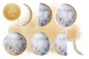 Floral Moon Phases Clipart Set