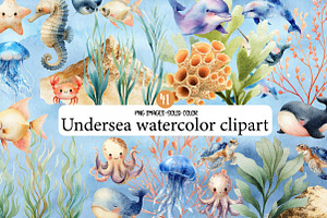 Undersea watercolor clipart, an Illustration by Designworld